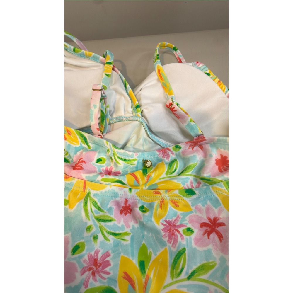 Crown & Ivy Tankini Swimsuit Blue Floral Women's Size M - Picture 5 of 9